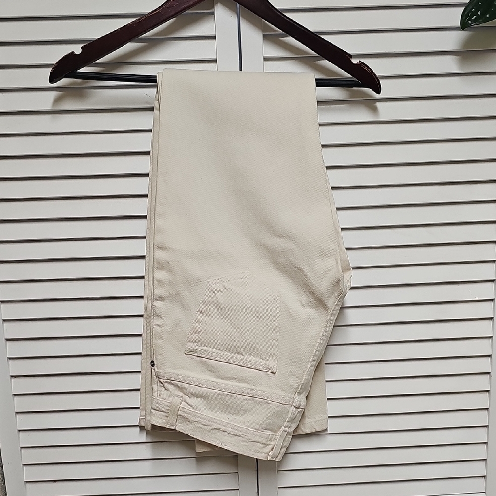 NWOT Vintage DKNY Cream Women's Slim Jeans 100% Cotton Open Calf/Split Leg Sz 6